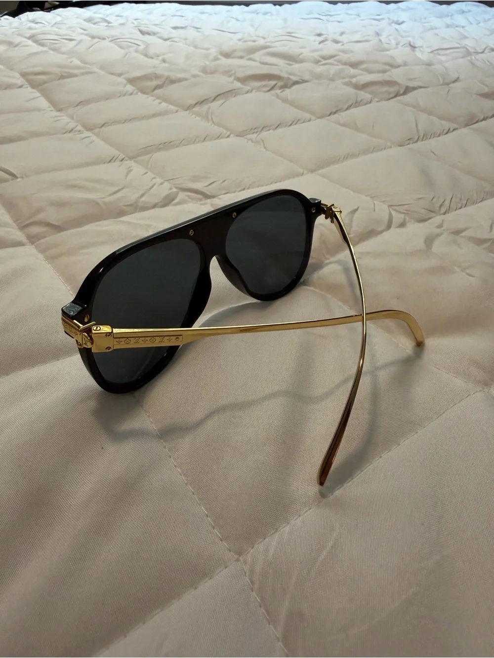 Louis Vuitton Black and Gold Aviator Sunglasses